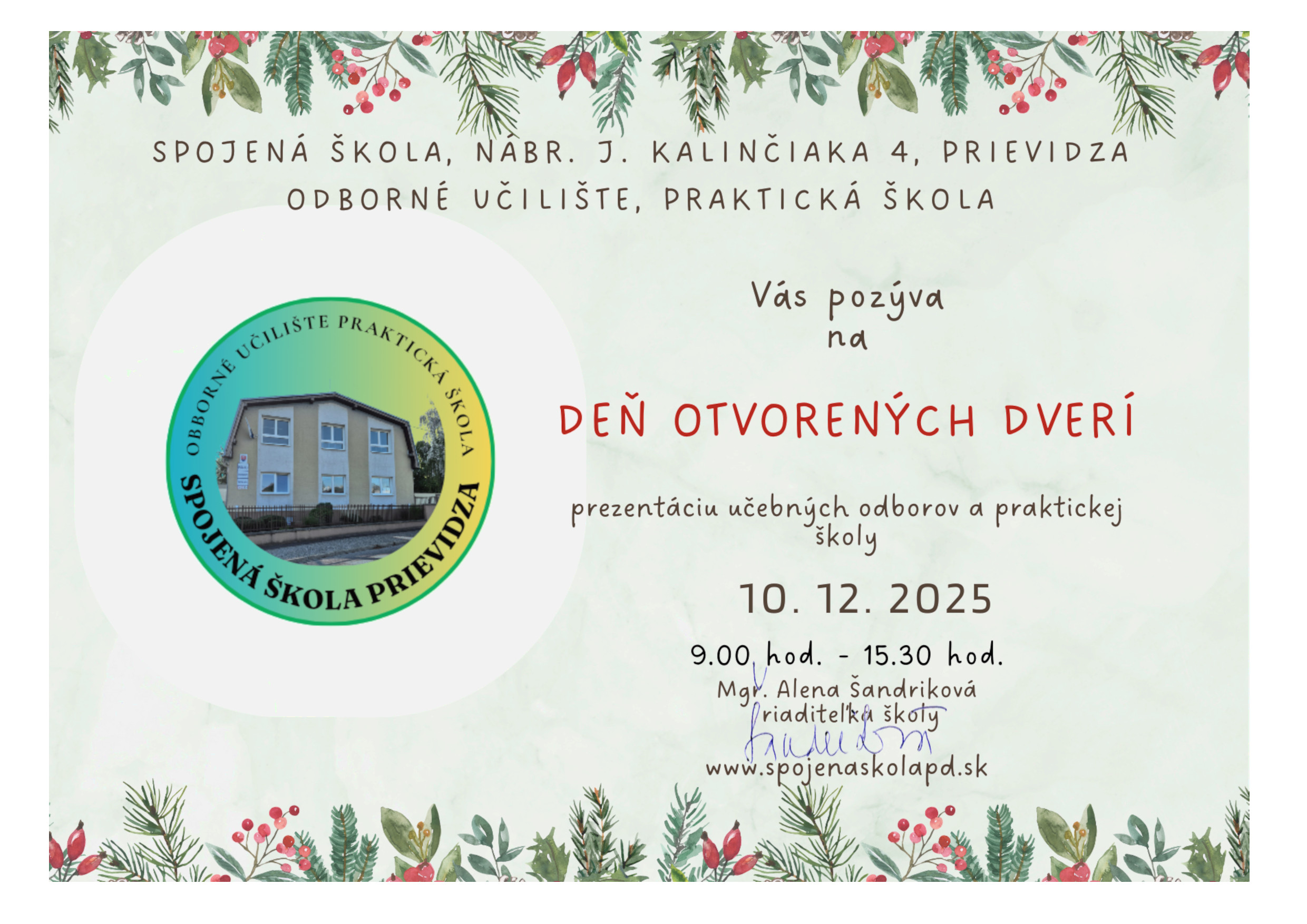 Pozvánka Deň otvorených dverí